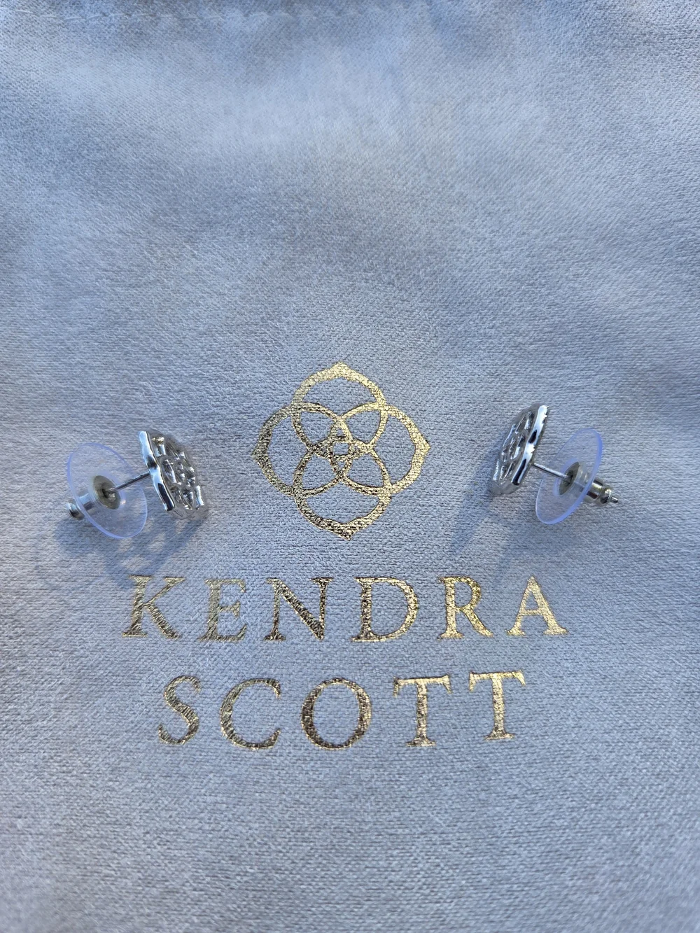 Authentic Kendra Scott Silver Open Filigree Stud Earrings with Pouch